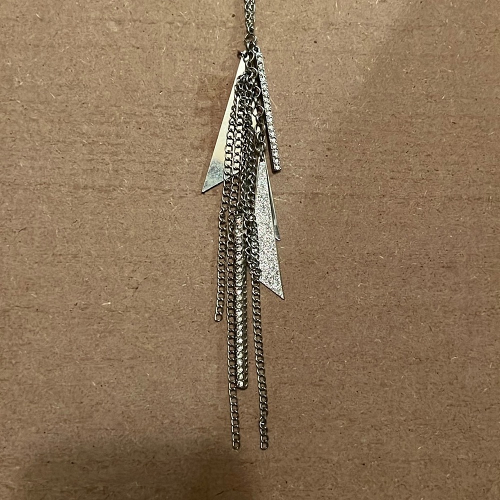 Long silver necklace